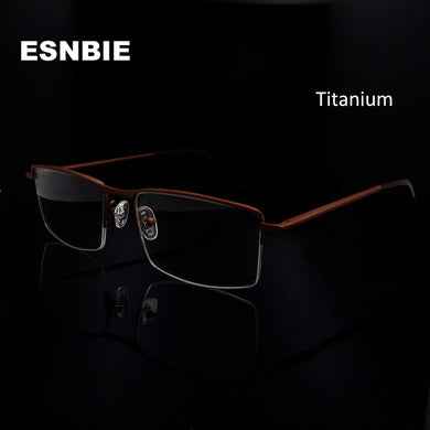 ESNBIE Ultra Light Titan Myopia Glasses Men Titanium Semi Rimless Eyeglass Frames For Women  Prescription Glasses For Sight