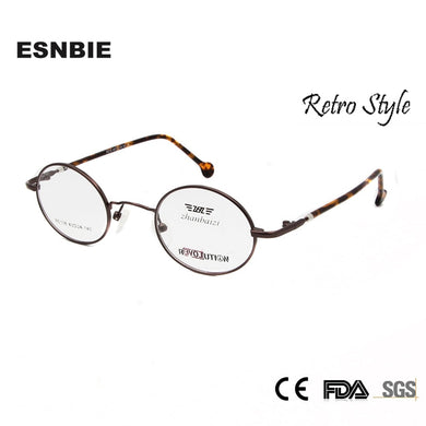 ESNBIE Occhiali da vista vintage da uomo piccoli montature per occhiali da vista in metallo rotondi per le donne occhiali da vista in vetro ottico Oculos de grau