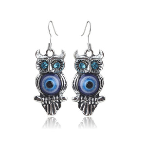 Brand Trendy Alloy owl Drop Earrings for Women Trendy Blue Color Earrings Birthd Gift