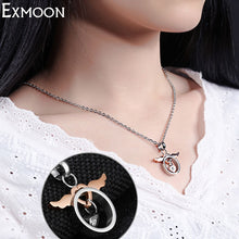 Carica l&#39;immagine nel visualizzatore di Gallery, EX-MOON Fashion Angel Wings Pendant Necklace Titanium Steel Crystal heart Love Pendant necklace For Lover Women Valentine Gift