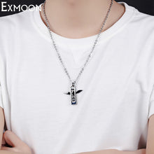Carica l&#39;immagine nel visualizzatore di Gallery, EX-MOON Fashion Angel Wings Pendant Necklace Titanium Steel Crystal heart Love Pendant necklace For Lover Women Valentine Gift