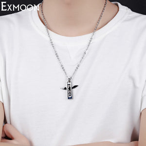 EX-MOON Fashion Angel Wings Pendant Necklace Titanium Steel Crystal heart Love Pendant necklace For Lover Women Valentine Gift