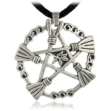 Brooms of Elder Pentacle Pendant Goddess Jewelry Wiccan Druid Necklace