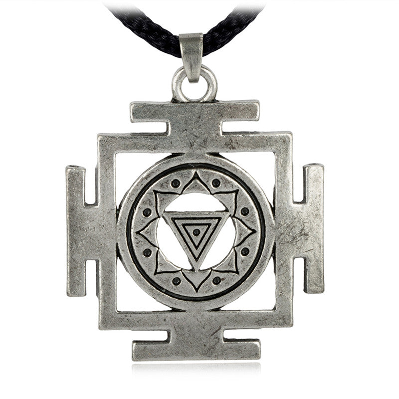 Buddismo Kali Yantra della trasformazione Ciondolo della dea indù Tantrico Yoga Hindi Gioielli Collana di loto 