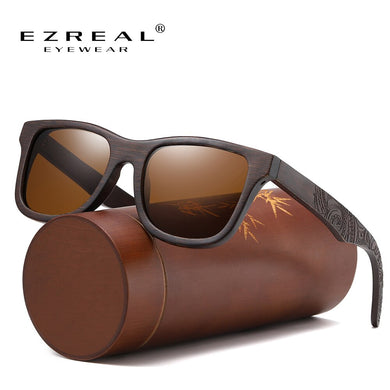 EZREAL Handmade Natural Brown Wooden Sunglasses Women Men Brand Design Vintage Glasses Polarized Lens