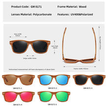 Load image into Gallery viewer, EZREAL Natural Wood Sunglasses Polarized Wooden Sunglasses UV400 Sunglasses  Wooden Sunglasses Brand With Wooden Box