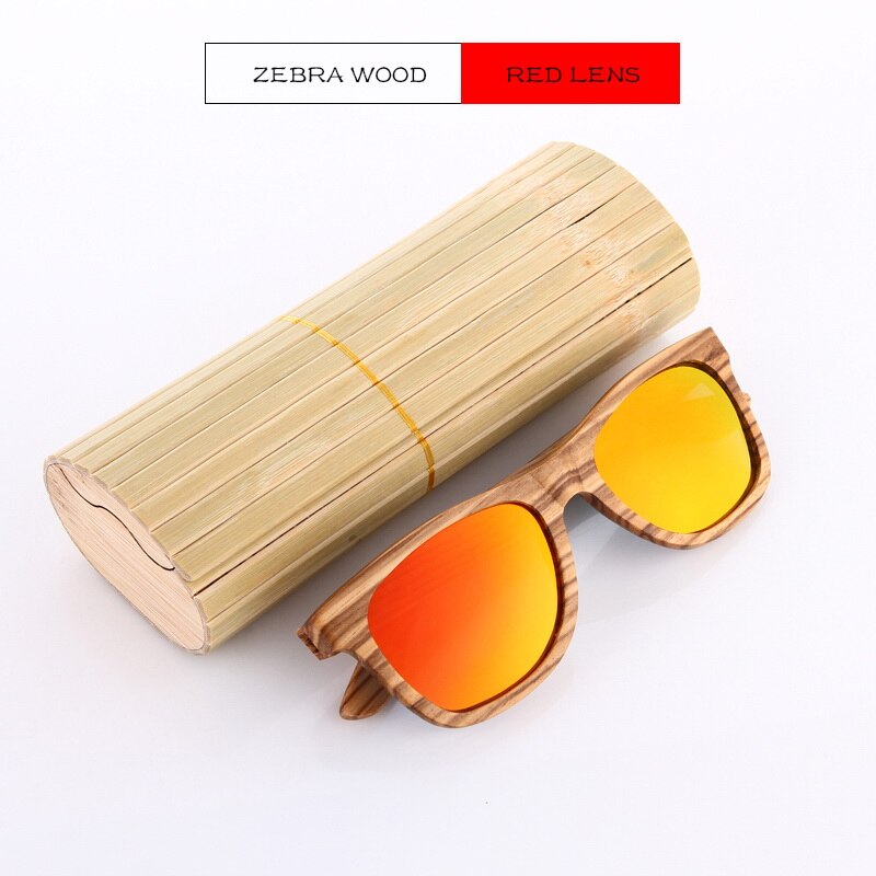 EZREAL Polarized Zebra Wood Sunglasses Men Women Hand Made Vintage Wooden Frame Male Driving Sun Glasses Shades Gafas With Box