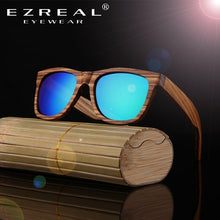 Load image into Gallery viewer, EZREAL Polarized Zebra Wood Sunglasses Men Women Hand Made Vintage Wooden Frame Male Driving Sun Glasses Shades Gafas With Box