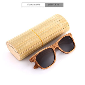 EZREAL Polarized Zebra Wood Sunglasses Men Women Hand Made Vintage Wooden Frame Male Driving Sun Glasses Shades Gafas With Box
