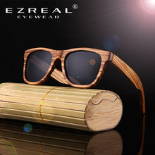 Load image into Gallery viewer, EZREAL Polarized Zebra Wood Sunglasses Men Women Hand Made Vintage Wooden Frame Male Driving Sun Glasses Shades Gafas With Box
