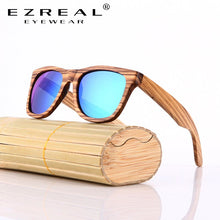 Load image into Gallery viewer, EZREAL Polarized Zebra Wood Sunglasses Men Women Hand Made Vintage Wooden Frame Male Driving Sun Glasses Shades Gafas With Box