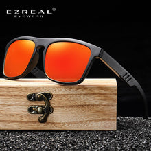Load image into Gallery viewer, EZREAL Vintage Sports Style Polarized Sunglasses Men Black Driving Square Wooden Shades Sunglass