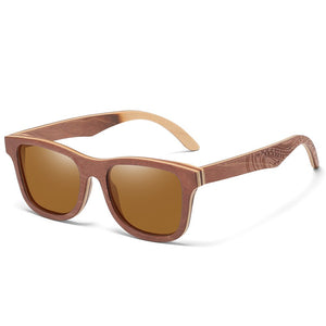 EZREAL Wood Women Sunglasses Men Grade Brand Carved Design Brown Bamboo Frame Polarized Sunglasses Skateboard Wood Eyeglasses