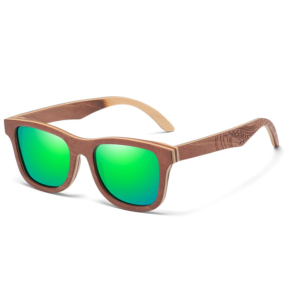 EZREAL Wood Women Sunglasses Men Grade Brand Carved Design Brown Bamboo Frame Polarized Sunglasses Skateboard Wood Eyeglasses
