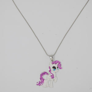Eaby Hot Baby Kids Gift Purple Pony Pendant Necklaces Alloy Snake Chain Child Girl Necklace Adorable Horse Jewelry Accessories