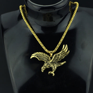 Eagle Pendant Necklace Biker Jewellery Mens Fashion Animal Jewelry 2017 Wholesale a lot Retro Style Chain Ha Wing Pendant