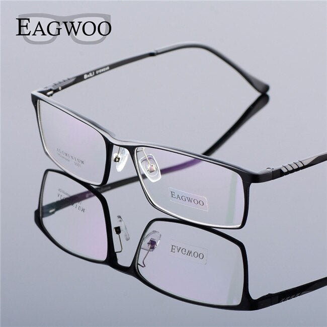 Eagwoo Aluminum Men Wide Face Prescription Eyeglasses  Full Rim Optical Frame Business Eye Glasses Light Big Spectacle MF2351