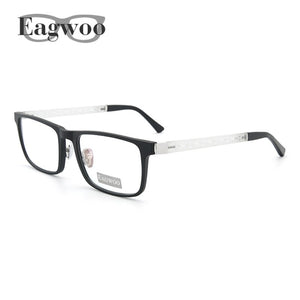 Eagwoo Men Full Rim Eyeglasses Frame Prescription Super Light Optial Frame Wide face Hollow Temple Glasses Spectacle 001E