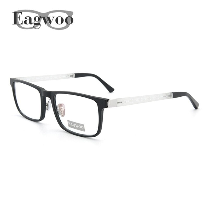 Eagwoo Men Full Rim Eyeglasses Frame Prescription Super Light Optial Frame Wide face Hollow Temple Glasses Spectacle 001E