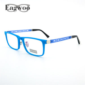 Eagwoo Men Full Rim Eyeglasses Frame Prescription Super Light Optial Frame Wide face Hollow Temple Glasses Spectacle 001E