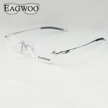 Load image into Gallery viewer, Eagwoo Pure Titanium Eyeglasses Rimless Optical Frame Prescription Spectacle Frameless Glasses For Men Eye glasses Silicon Foot