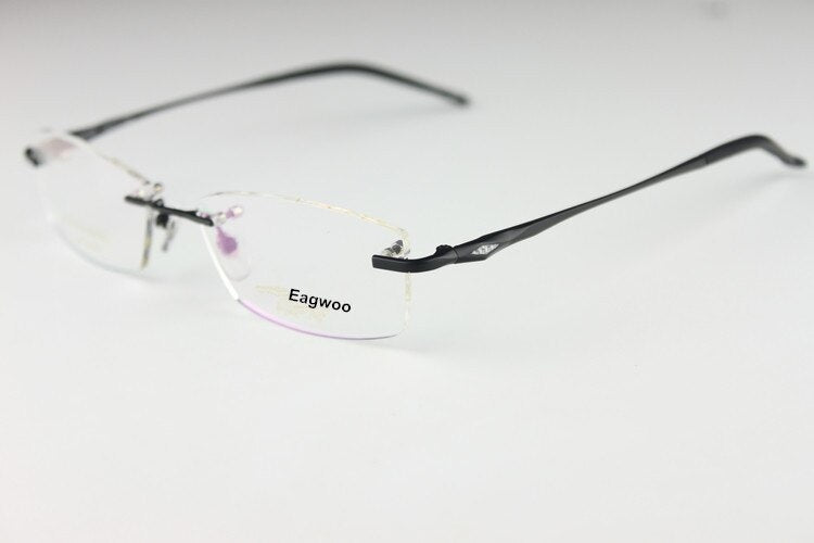 Eagwoo Pure Titanium Eyeglasses Rimless Optical Frame Prescription Spectacle Frameless Glasses For Men Eye glasses Silicon Foot