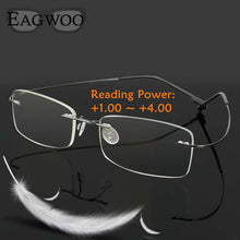 Load image into Gallery viewer, Eagwoo Rimelss Stainless Steel Flexible Reading Glasses Eyeglasses Prescription Presbyopic Hyperopia Far-sighted