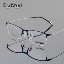 Load image into Gallery viewer, Eagwoo Titanium Eyeglasses Half Rim Optical Frame Prescription Spectacle Wire Temple Glasses Men Nerd Slim Light Eyeglasses 5205