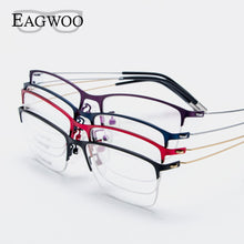 Load image into Gallery viewer, Eagwoo Titanium Eyeglasses Half Rim Optical Frame Prescription Spectacle Wire Temple Glasses Men Nerd Slim Light Eyeglasses 5205