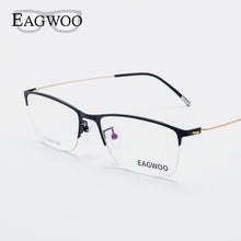 Load image into Gallery viewer, Eagwoo Titanium Eyeglasses Half Rim Optical Frame Prescription Spectacle Wire Temple Glasses Men Nerd Slim Light Eyeglasses 5205