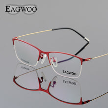 Load image into Gallery viewer, Eagwoo Titanium Eyeglasses Half Rim Optical Frame Prescription Spectacle Wire Temple Glasses Men Nerd Slim Light Eyeglasses 5205