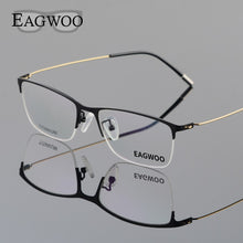 Load image into Gallery viewer, Eagwoo Titanium Eyeglasses Half Rim Optical Frame Prescription Spectacle Wire Temple Glasses Men Nerd Slim Light Eyeglasses 5205