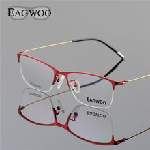 Load image into Gallery viewer, Eagwoo Titanium Eyeglasses Half Rim Optical Frame Prescription Spectacle Wire Temple Glasses Men Nerd Slim Light Eyeglasses 5205