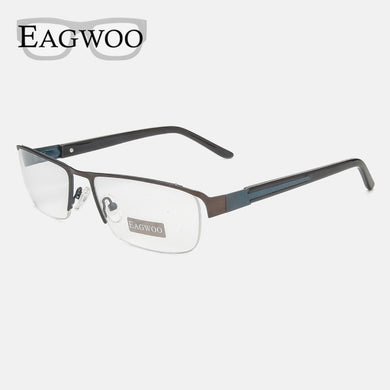 Eagwoo Wide Face Eyeglasses Half Rim Optical Frame Business Eye Glasses Big Spectacle With Spring Temple D9172