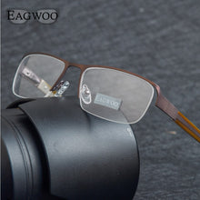 Load image into Gallery viewer, Eagwoo Wide Face Eyeglasses Half Rim Optical Frame Business Eye Glasses Big Spectacle With Spring Temple D9172