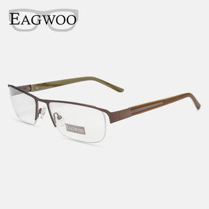Eagwoo Wide Face Eyeglasses Half Rim Optical Frame Business Eye Glasses Big Spectacle With Spring Temple D9172