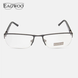 Eagwoo Wide Face Eyeglasses Half Rim Optical Frame Business Eye Glasses Big Spectacle With Spring Temple D9172