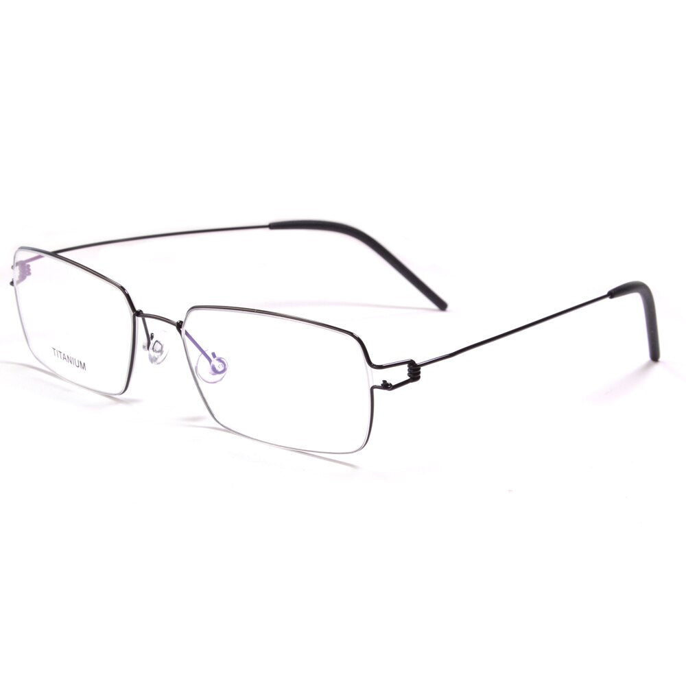 Eareada Titanium Box Square Eyeglasses Frame Men Germany Screwless Ultra Light Full Rim Business Spectacles Prescription Oculus