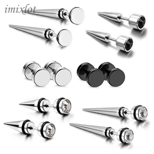 Earing Offer New Punk 6pair Fake Ear Taper Stainless Steel Stretcher Earrings 2018 Spike Cheater Expander Men Jewelry
