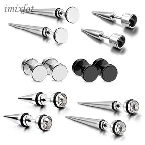 Offerta Earing Nuovo Punk 6 paia Orecchini finti conici in acciaio inossidabile Orecchini barella 2018 Spike Cheater Expander Gioielli da uomo 