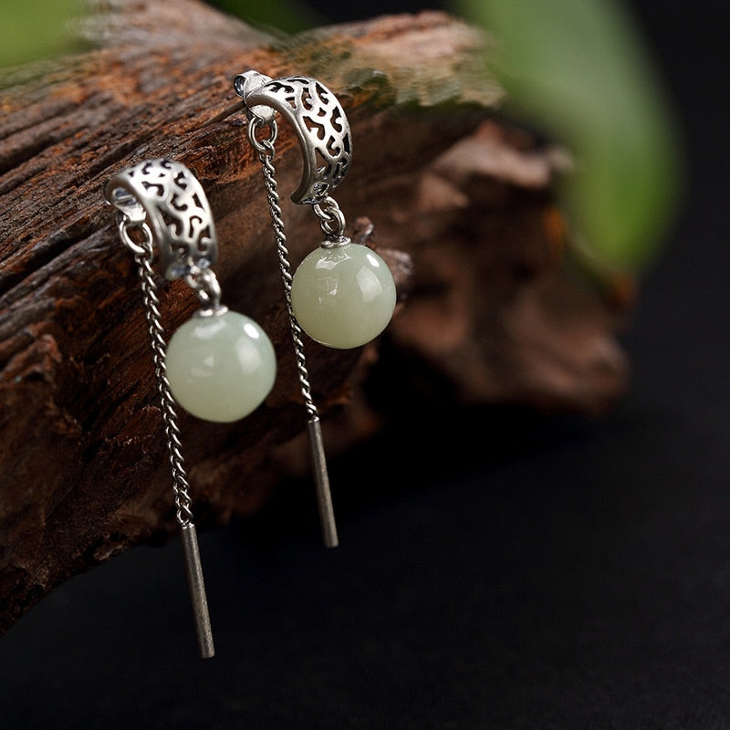 Earings Fashion Jewelry S925 Pure Restoring Ancient Ways Do Old Natural Hetian Jade Inl Nib Ms High-grade Eardrop Wholesale
