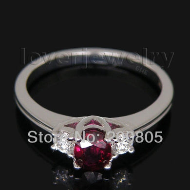 Early Spring Oval 4x5mm IN Solid 18Kt White Gold Natural Diamond Ruby Ring WU133