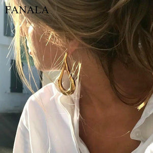 Earring Brand 2018 for Fashion Women Female Big Geometry Irregular Earrings Gold Brincos Metallic Large Earrings Jewelry