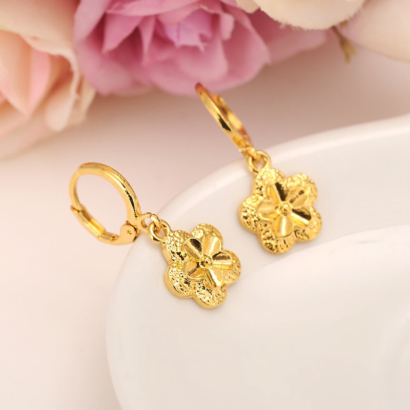 Earrings For Women Fashion Jewelry Gold Color african Arab Earrings Body Jewelry Flower Pendant as women girls kids Gift