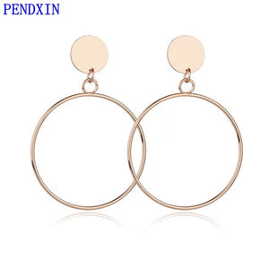 Earrings for women's fashionable geometric circles of Superpower: Golden fashion is a big circle ear studs.