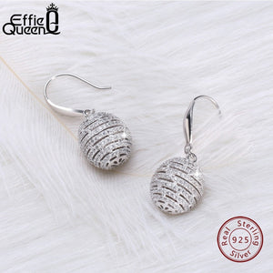 100% Real S925 Silver Ball Dangle Earrings for Women 925 Sterling Silver Drop Earring Luxury Statement Jewelry BE59