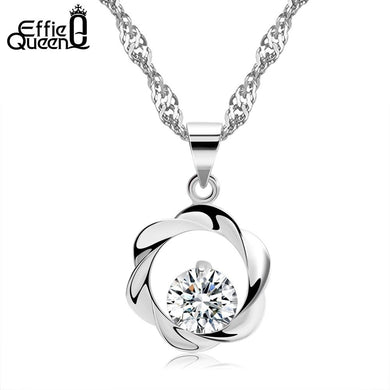 Circle Pendant Necklace with Austria Crystal Flower Shape Women & Girl Necklace Jewelry Wholesale Price WN07