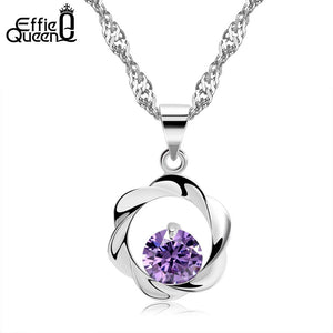 Circle Pendant Necklace with Austria Crystal Flower Shape Women & Girl Necklace Jewelry Wholesale Price WN07