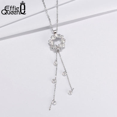 Sliver Color Long Necklace Mix Color Cubic Zirconia Pendant For Women Gift Vintage Jewelry New Arrivals DON137
