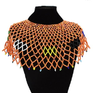 Egyptian Ethnic Bead Bib Collar Neck African Multicolors Beaded Tassel Choker Necklace Statement Maxi Jewelry Tribal Halloween